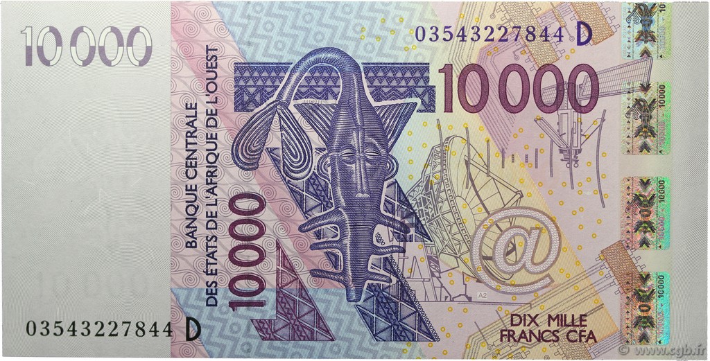 10000 Francs WEST AFRICAN STATES  2003 P.418Da AU