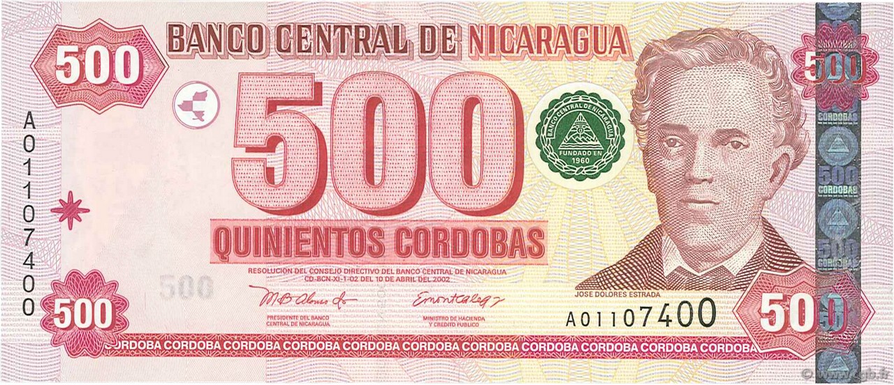 500 Cordobas NICARAGUA  2002 P.195 FDC