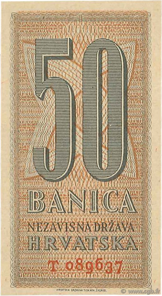 50 Banica CROAZIA  1942 P.06 FDC