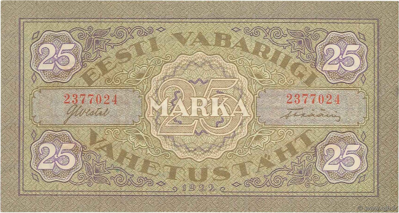 25 Marka ESTONIA  1922 P.54a EBC+