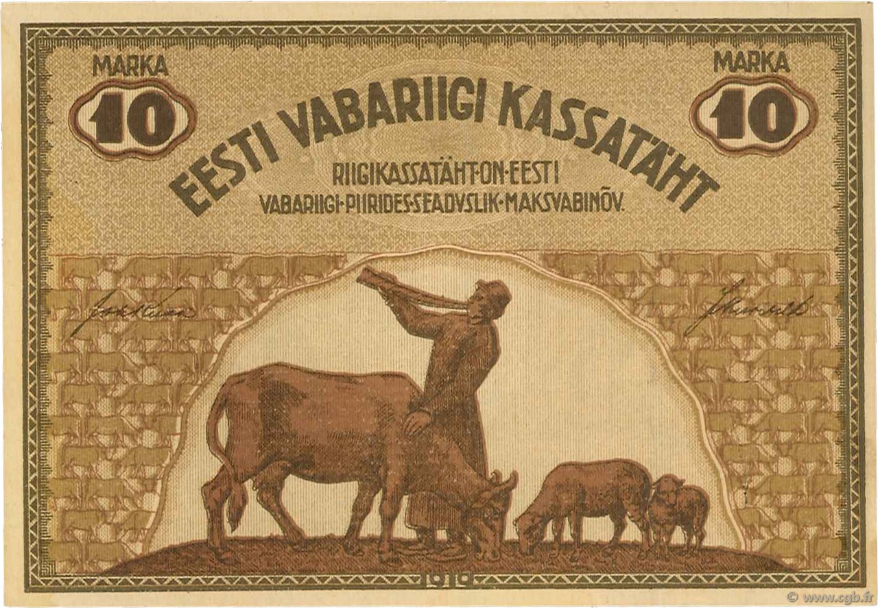 10 Marka ESTONIE  1919 P.46d SPL+