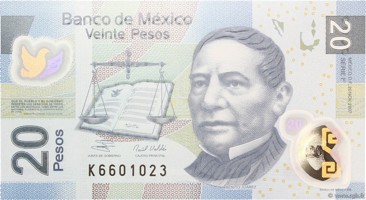 20 Pesos MEXICO  2007 P.122f UNC