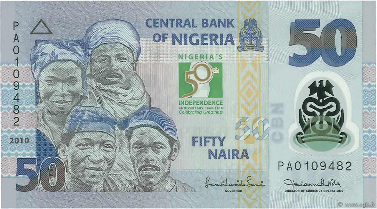 50 Naira Commémoratif NIGERIA  2010 P.37 NEUF