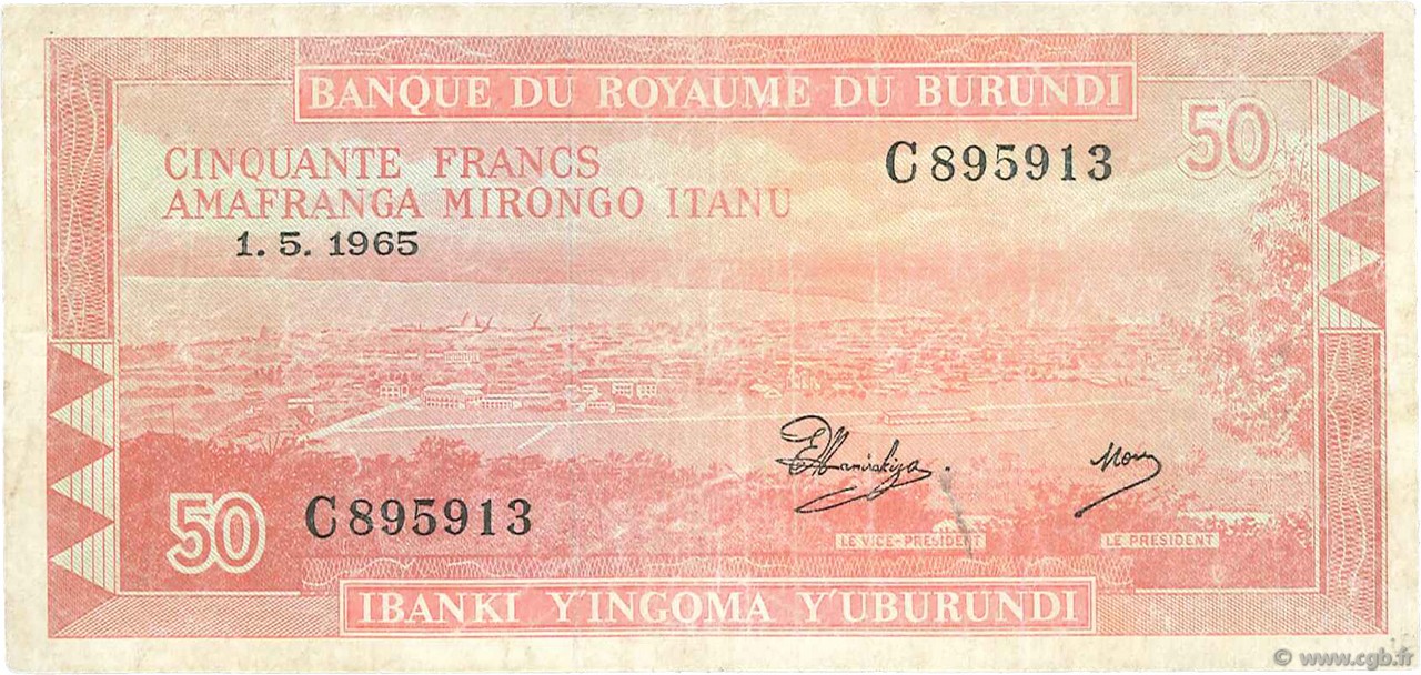 50 Francs BURUNDI  1965 P.11a G
