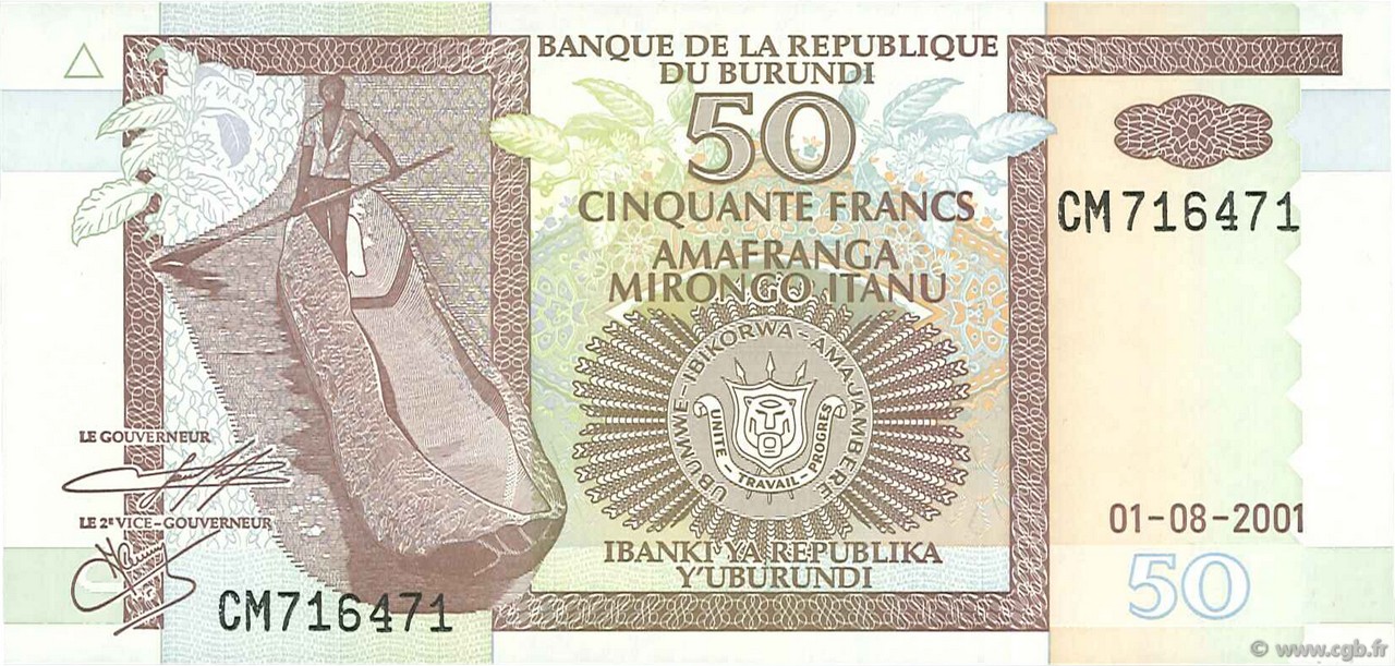 50 Francs BURUNDI  2001 P.36c ST