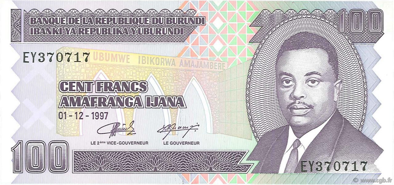 100 Francs BURUNDI  1997 P.37b FDC