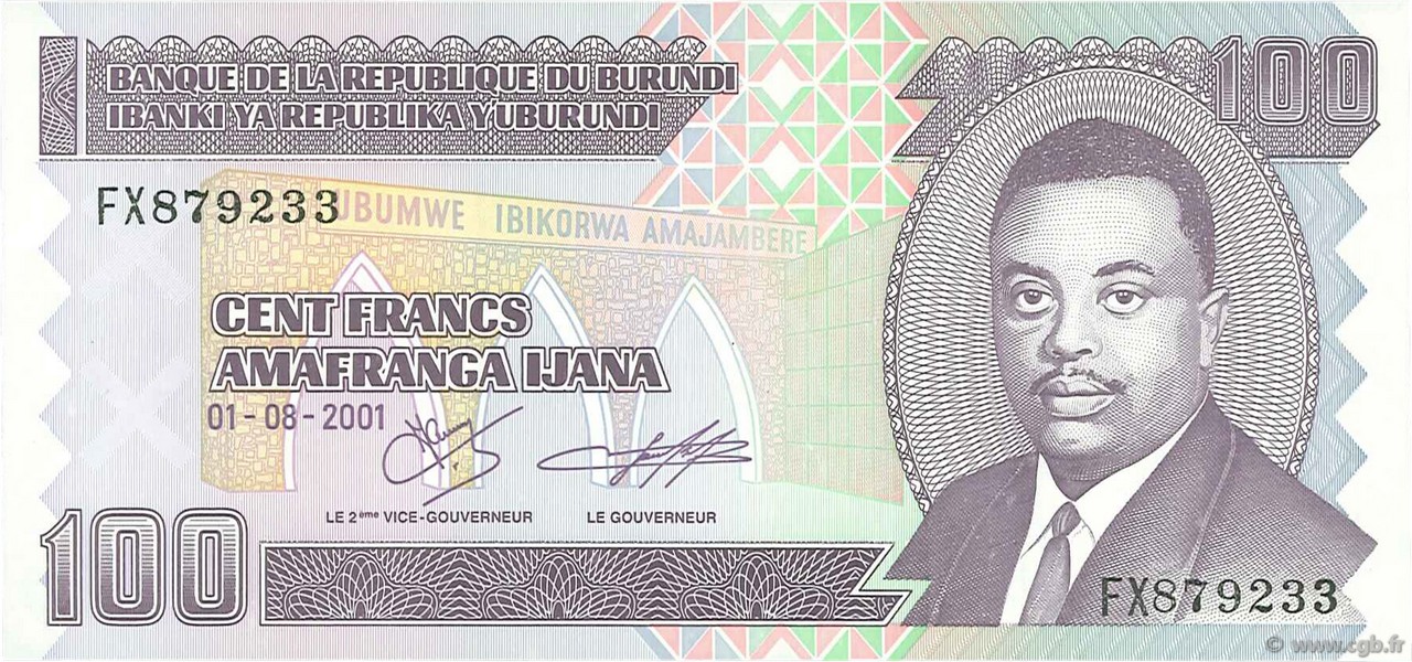 100 Francs BURUNDI  2001 P.37c NEUF