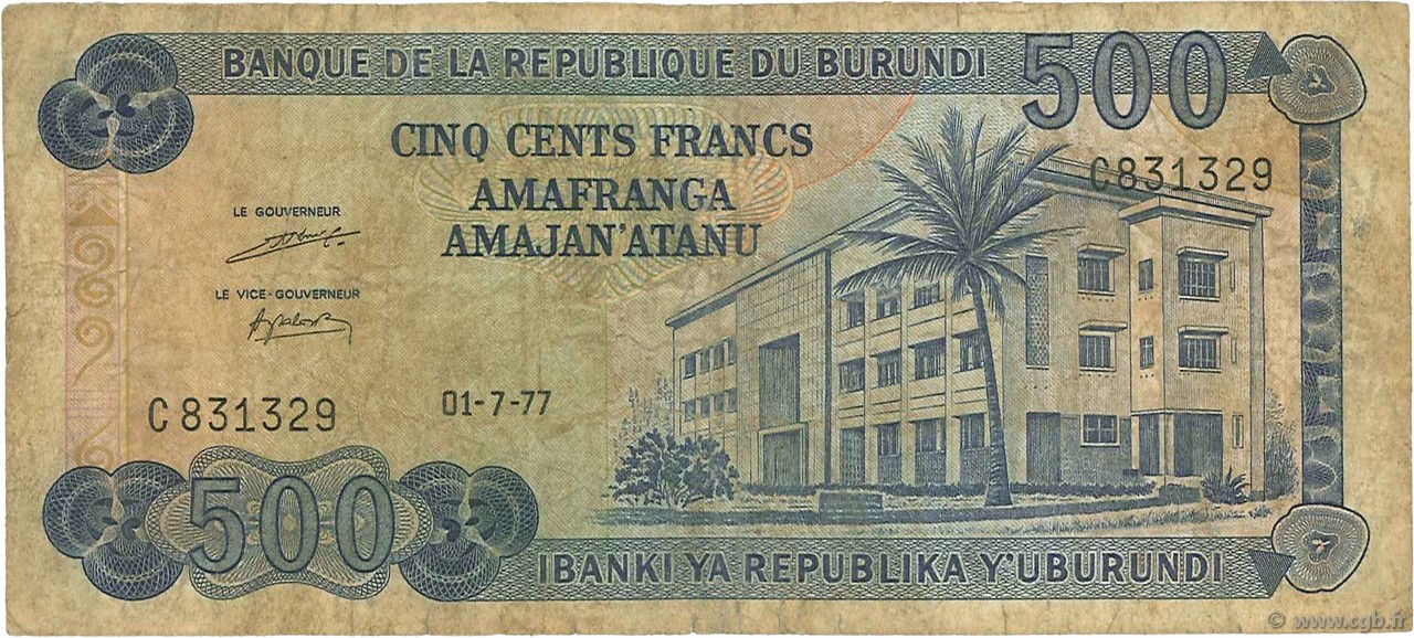 500 Francs BURUNDI  1977 P.30a RC+