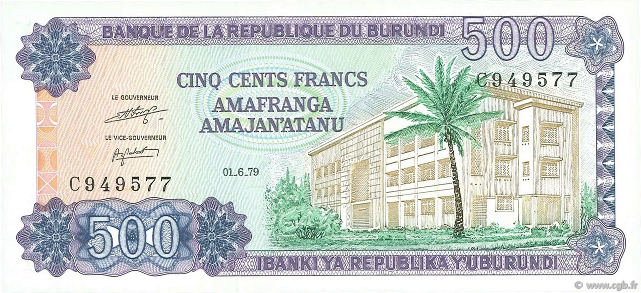 500 Francs BURUNDI  1979 P.34a q.FDC