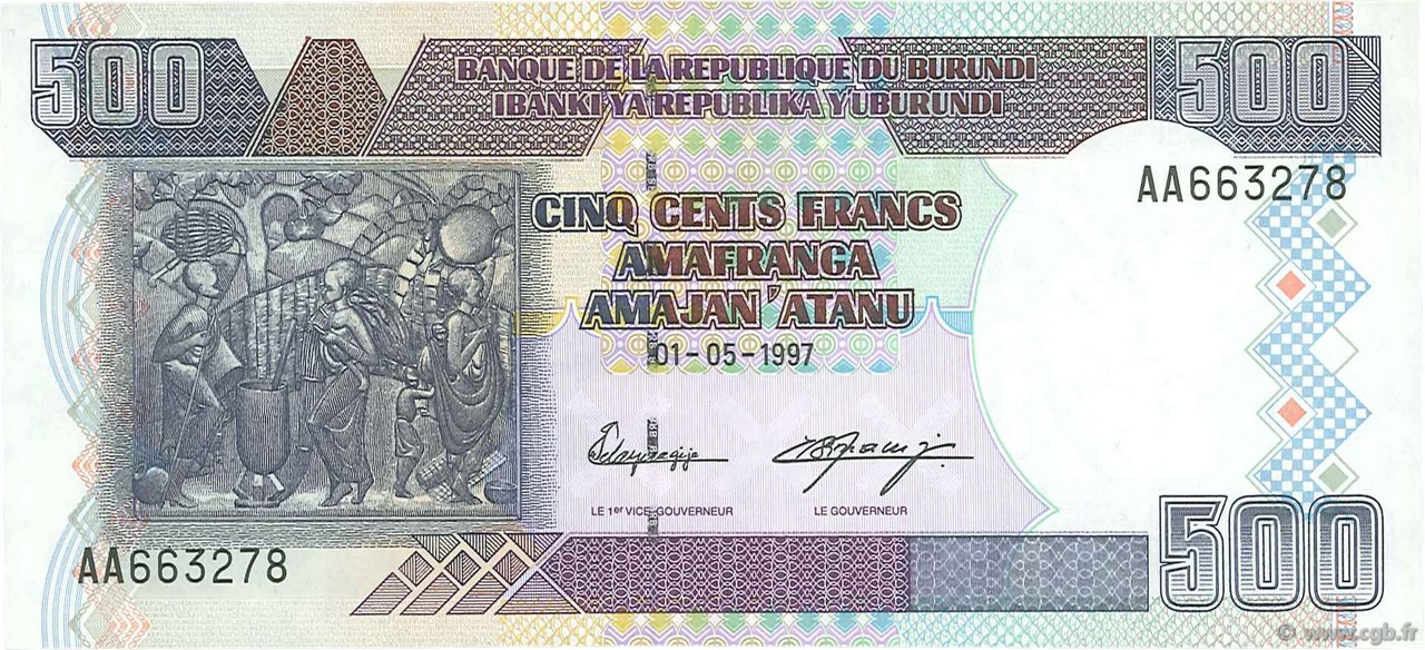 500 Francs BURUNDI  1997 P.38a fST
