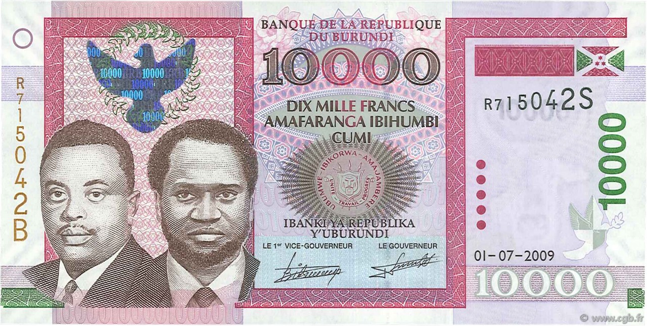 10000 Francs BURUNDI  2009 P.49a NEUF