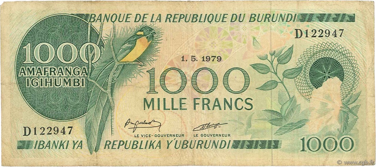 1000 Francs BURUNDI  1979 P.31a TB