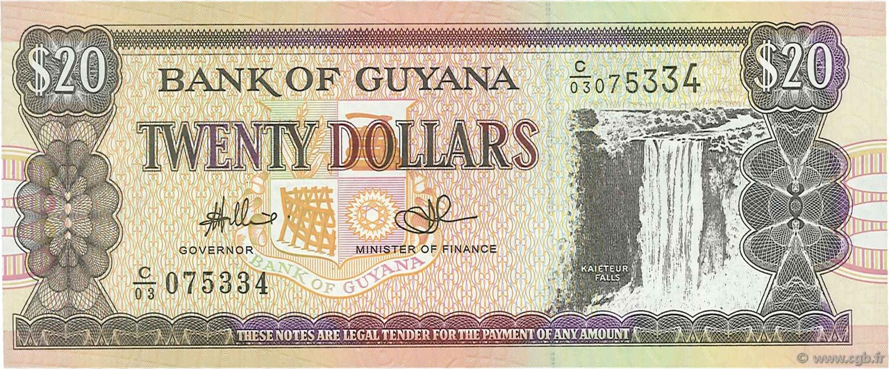 20 Dollars GUYANA  1996 P.30e pr.NEUF