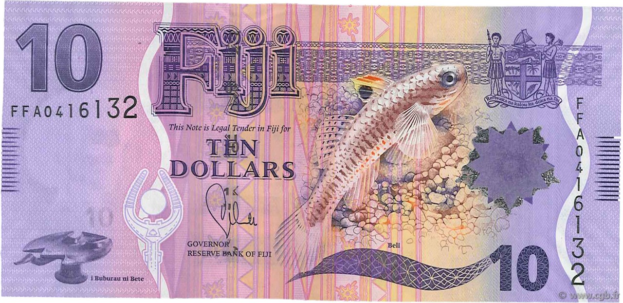 10 Dollars FIJI  2013 P.116a UNC