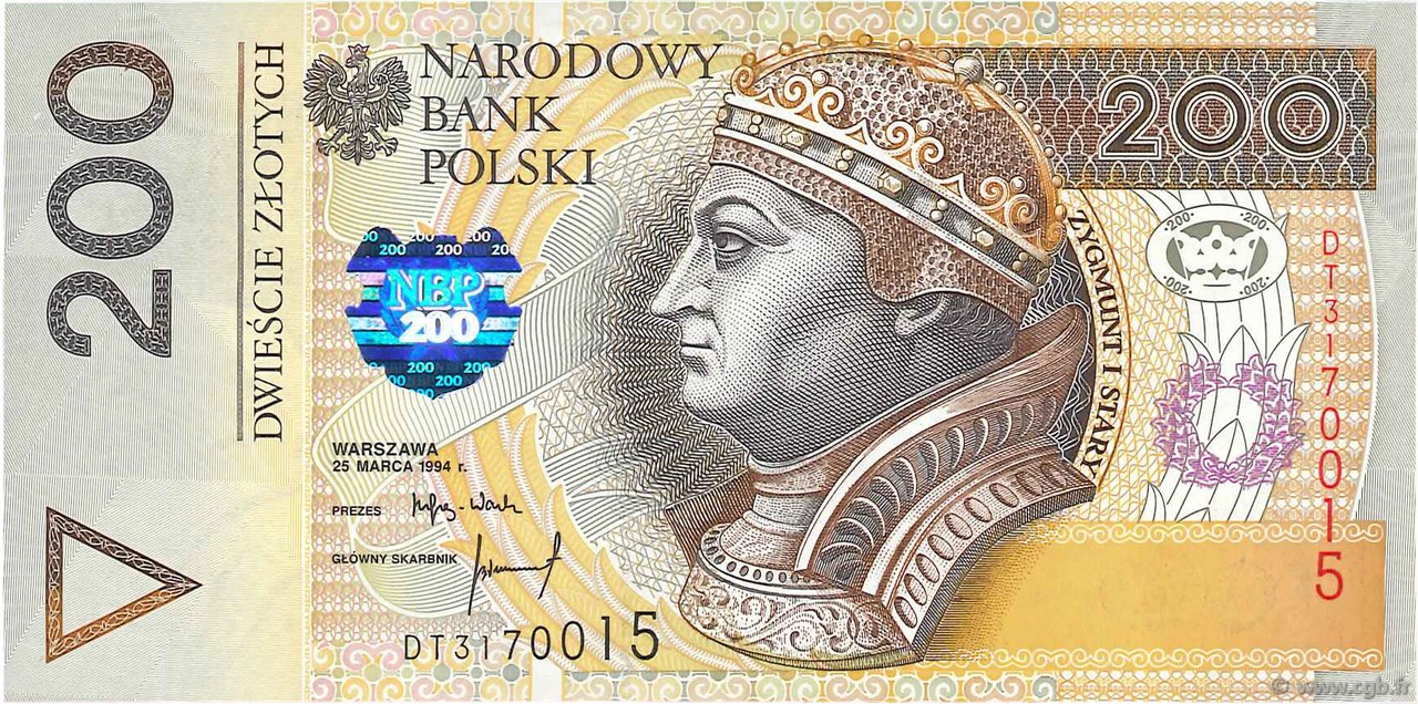 200 Zlotych POLONIA  1994 P.177a AU
