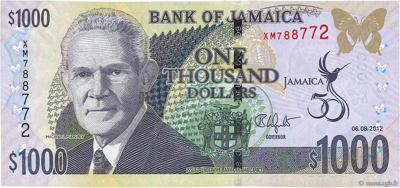 1000 Dollars Commémoratif JAMAICA  2012 P.92 FDC