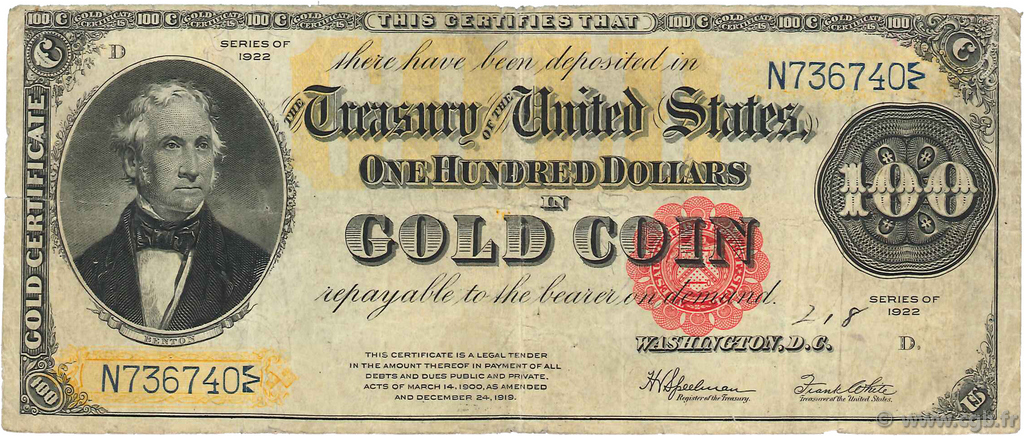 100 Dollars STATI UNITI D AMERICA  1922 P.277 q.BB