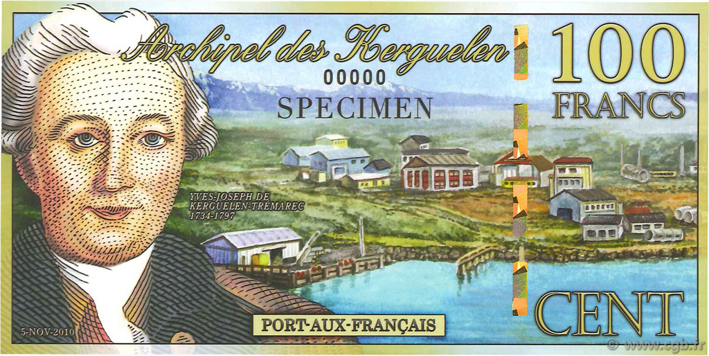 100 Francs Spécimen KERGUELEN  2010  FDC