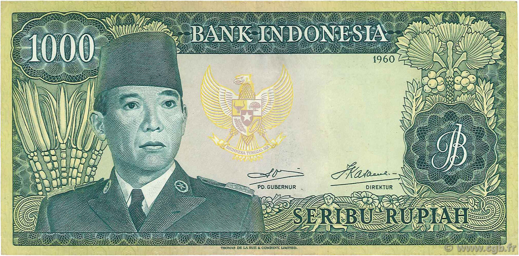 1000 Rupiah INDONESIEN  1960 P.088a fVZ