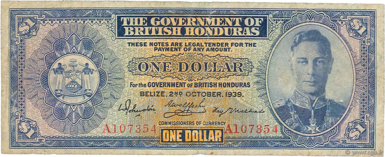 1 Dollar BRITISH HONDURAS  1939 P.20 fS