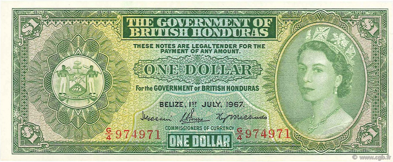 1 Dollar BRITISH HONDURAS  1967 P.28b FDC