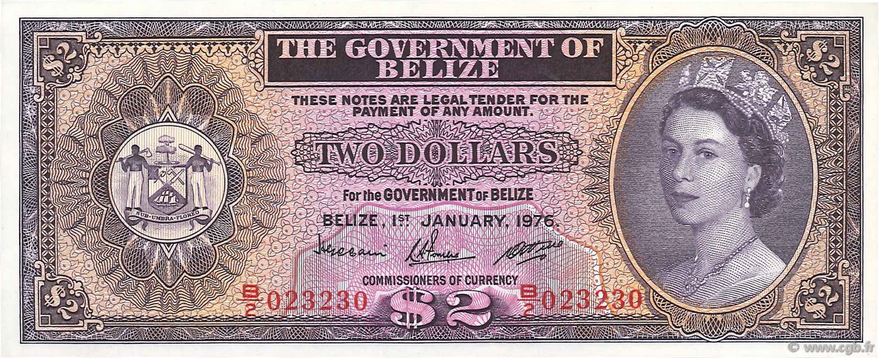 2 Dollars BELIZE  1976 P.34c fST+