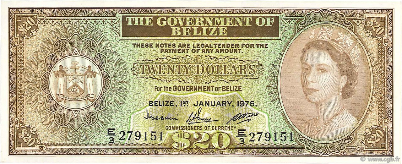 20 Dollars BELIZE  1976 P.37c VZ
