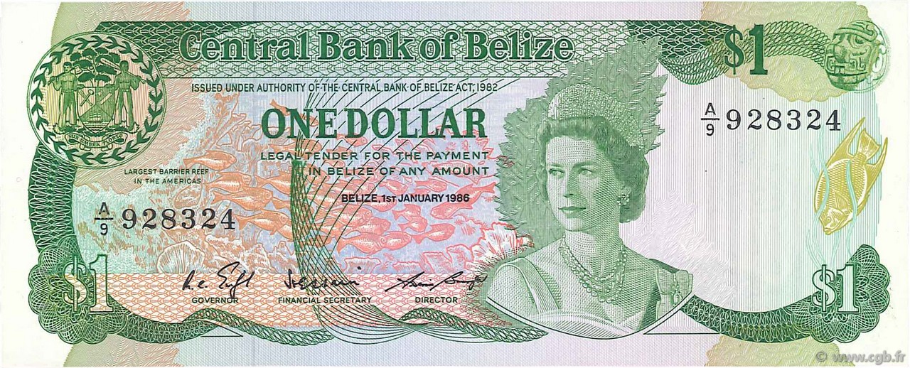 1 Dollar BELICE  1986 P.46b SC