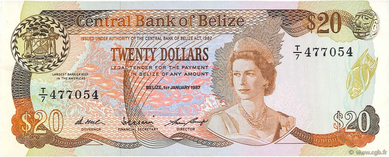 20 Dollars BELICE  1987 P.49b EBC