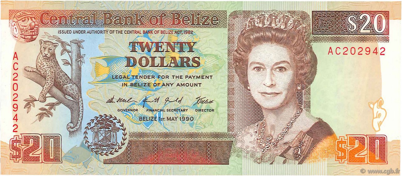 20 Dollars BELICE  1990 P.55 FDC
