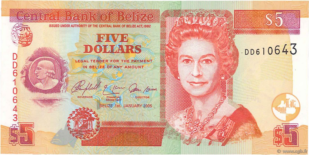 5 Dollars BELIZE  2005 P.67b ST