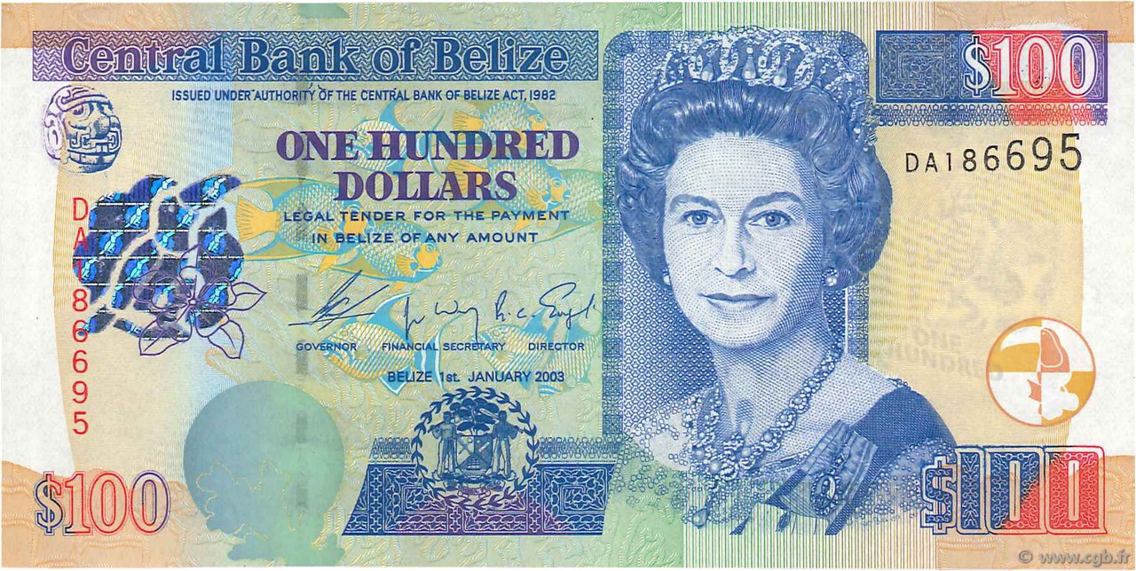 100 Dollars BELIZE  2003 P.71a q.FDC