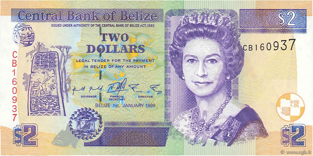2 Dollars BELICE  1999 P.60a SC+