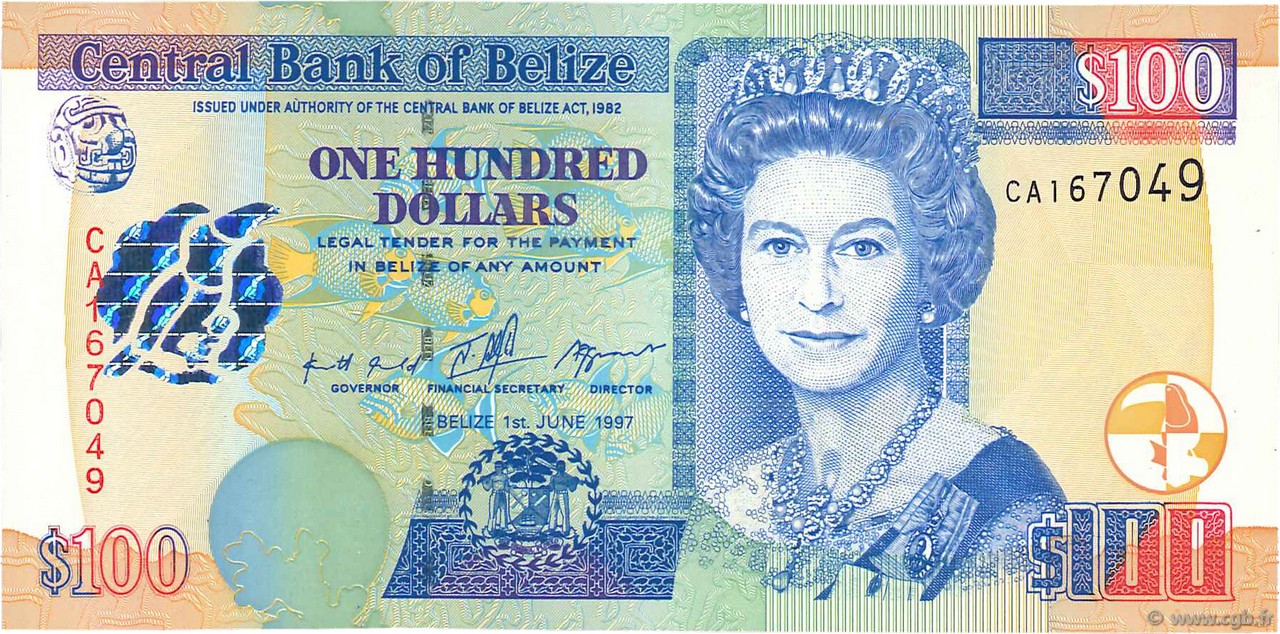 100 Dollars BELIZE  1997 P.65 UNC-