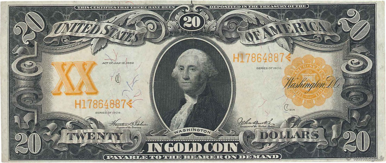 20 Dollars STATI UNITI D AMERICA  1906 P.270 SPL