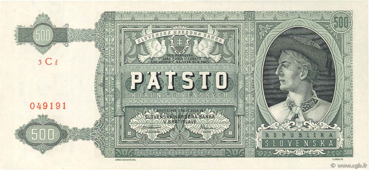 500 Korun SLOVAQUIE  1941 P.12a pr.NEUF