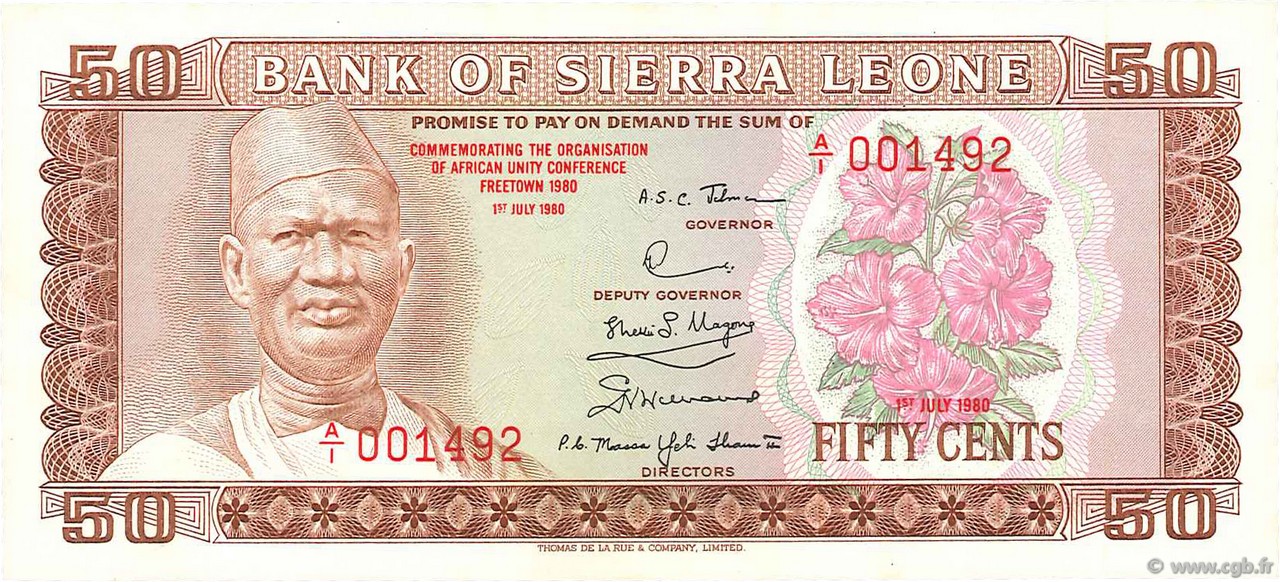 50 Cents Commémoratif SIERRA LEONE  1980 P.09 q.FDC