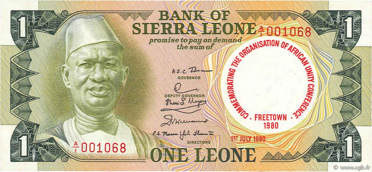 1 Leone SIERRA LEONE  1980 P.10 FDC