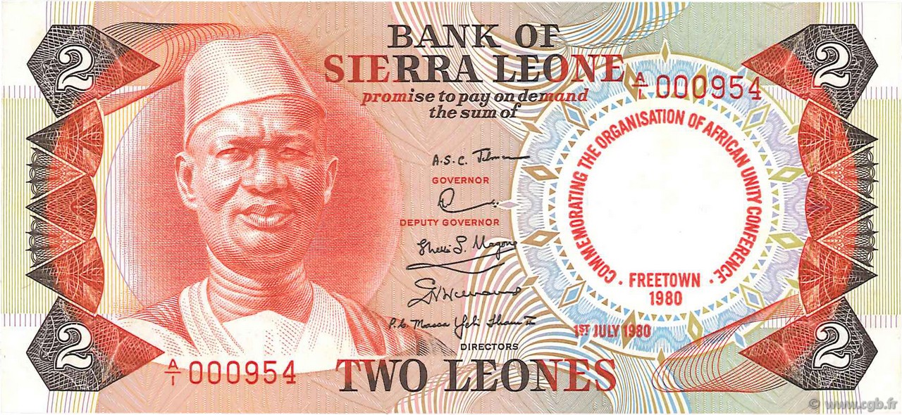 2 Leones SIERRA LEONE  1980 P.11 q.FDC