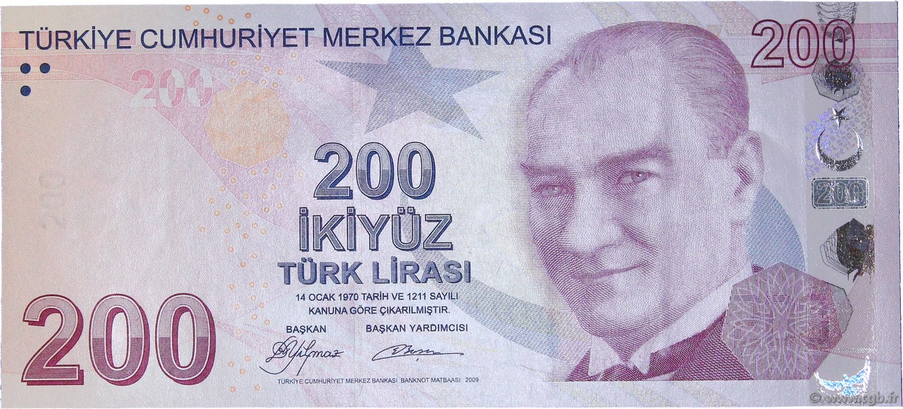 200 Lira TURKEY  2009 P.227 UNC