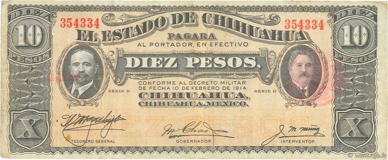 10 Pesos MEXICO  1914 PS.0533c MB