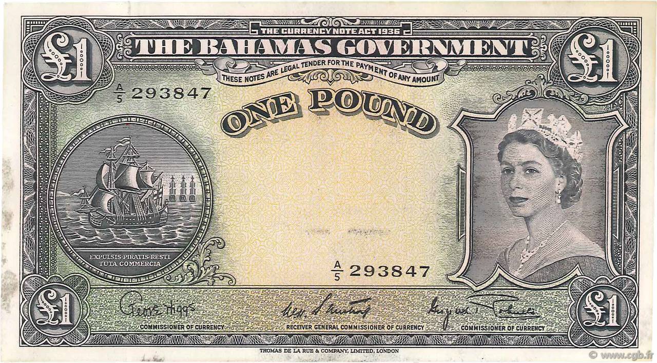 1 Pound BAHAMAS  1953 P.15d VZ