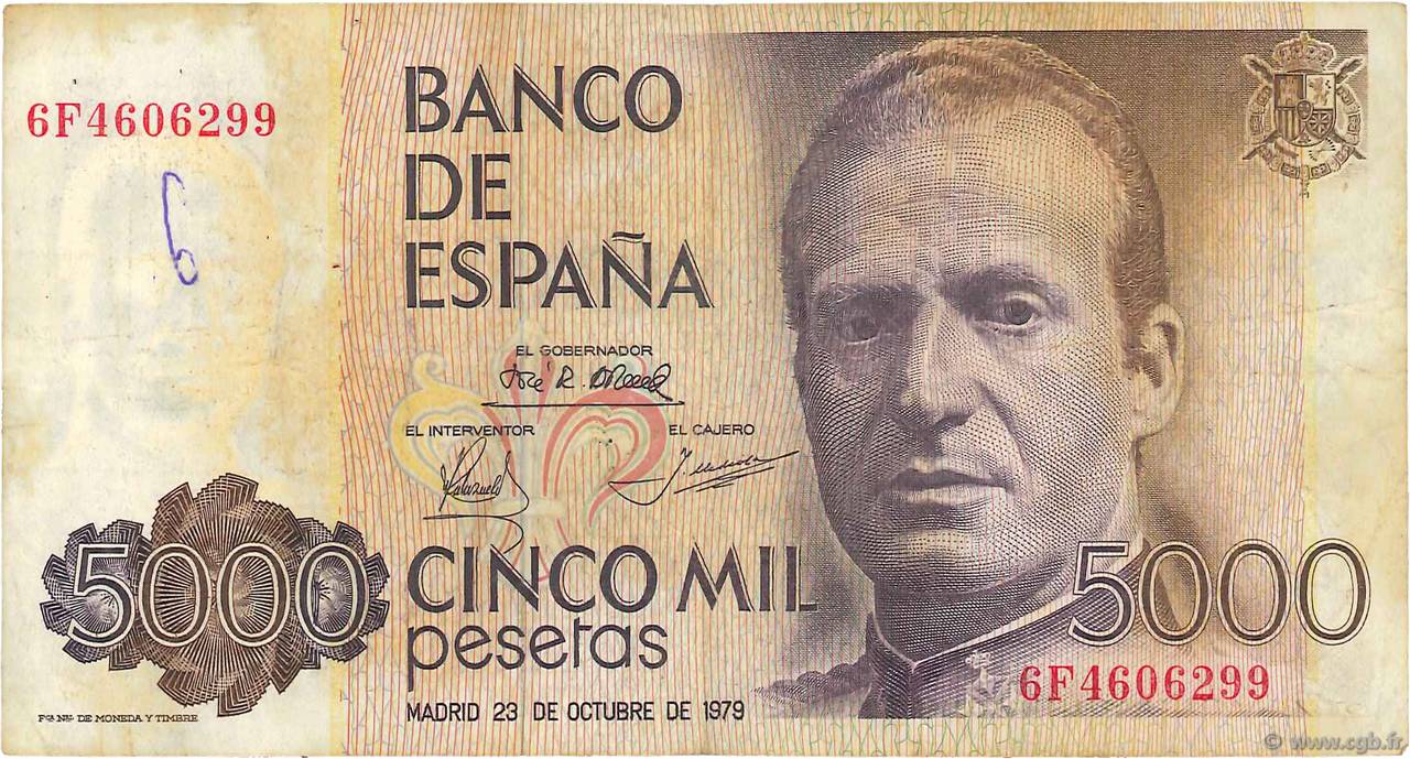 5000 Pesetas SPAIN  1979 P.160 F