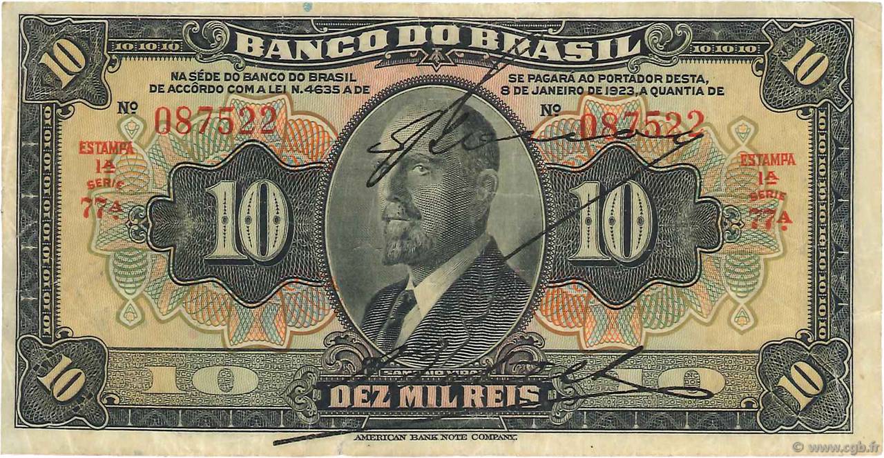10 Mil Reis BRASILIEN  1923 P.114a fSS