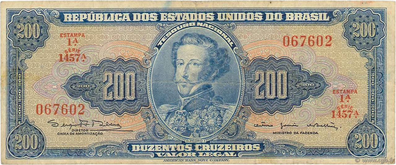 200 Cruzeiros BRASILE  1964 P.171c MB