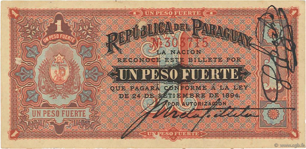 1 Peso PARAGUAY  1894 P.088 VZ