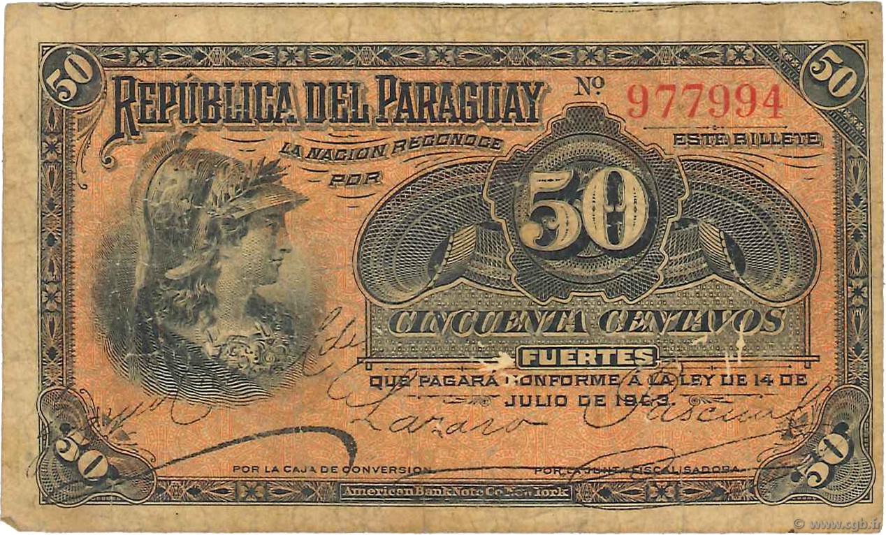 50 Centavos PARAGUAY  1903 P.105a G