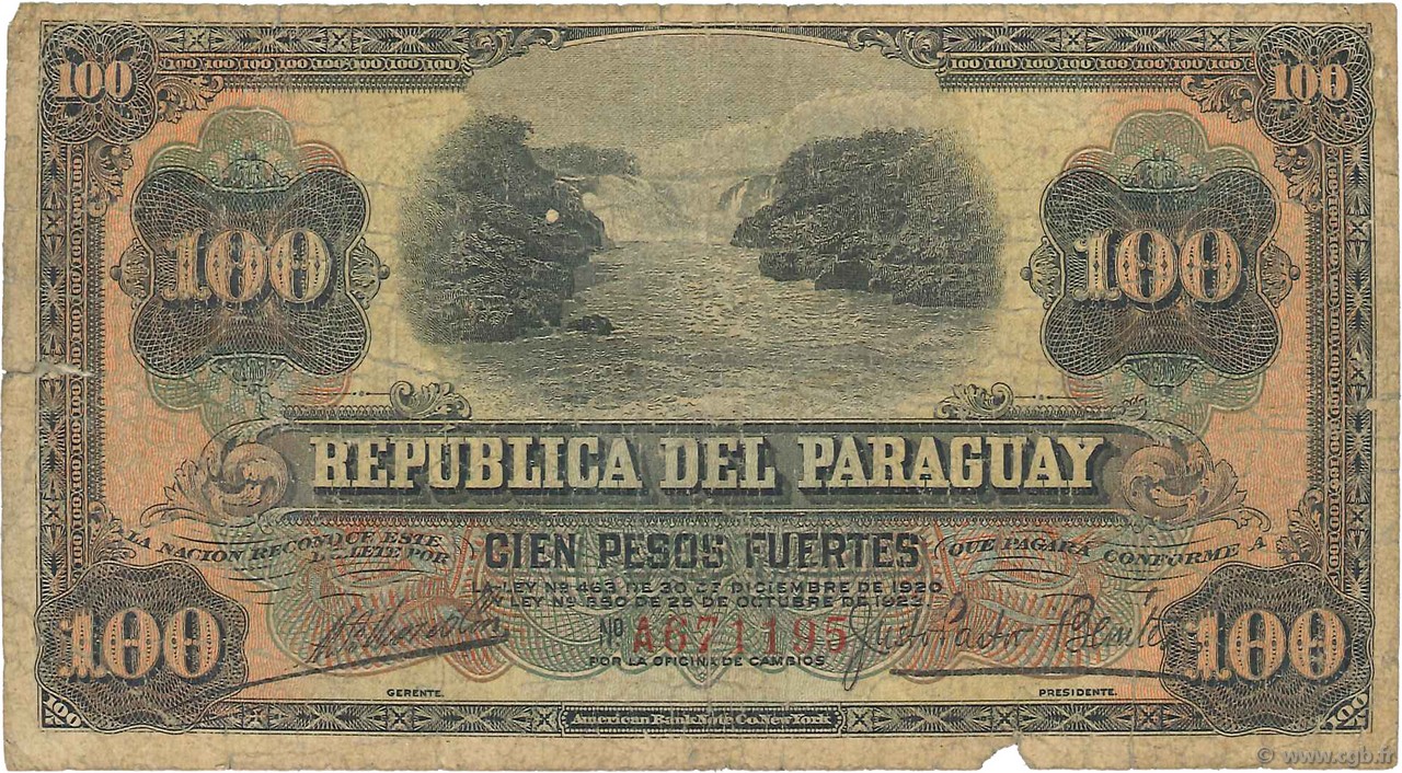 100 Pesos PARAGUAY  1923 P.152a G