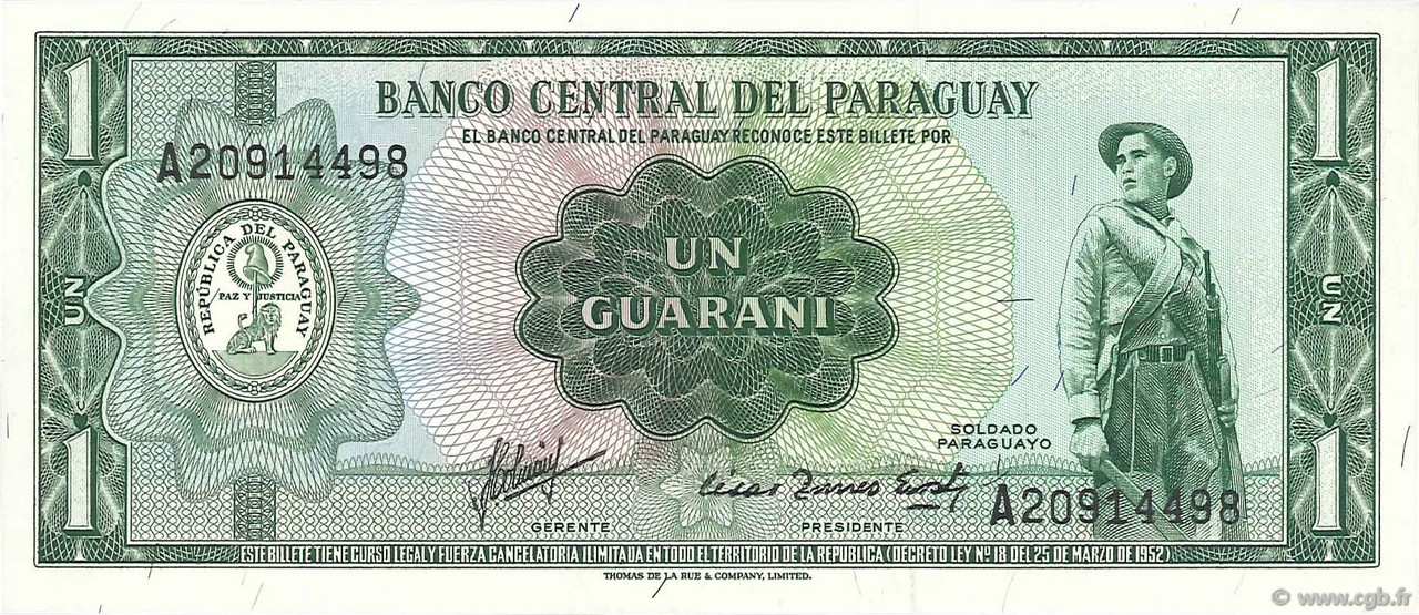 1 Guarani PARAGUAY  1963 P.193b ST