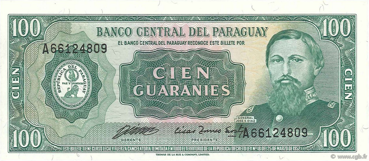 100 Guaranies PARAGUAY  1982 P.205 NEUF